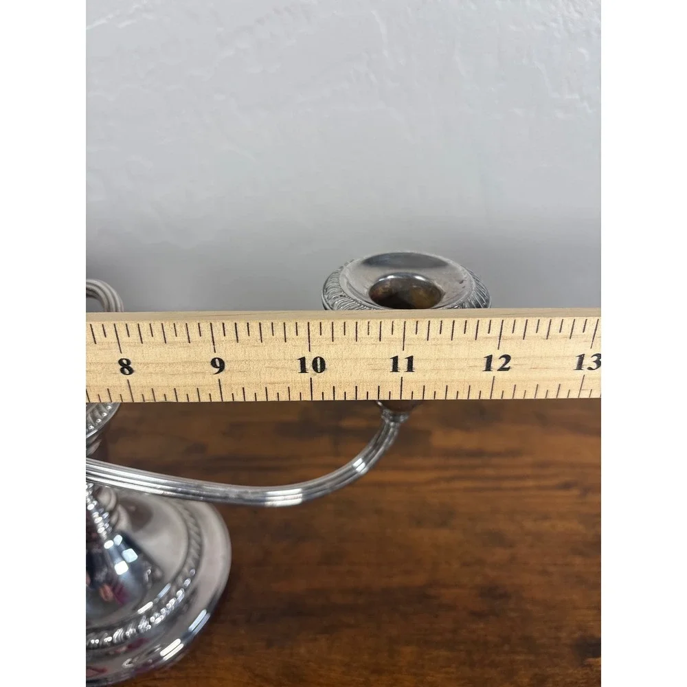 Gorham Silver Plate 3 Light Candelabra Pair YC3001 Gadroon Trim Weighted Set-  2